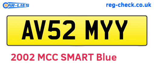 AV52MYY are the vehicle registration plates.