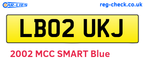 LB02UKJ are the vehicle registration plates.