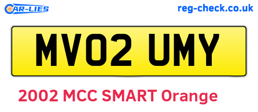 MV02UMY are the vehicle registration plates.