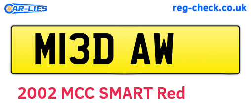 M13DAW are the vehicle registration plates.