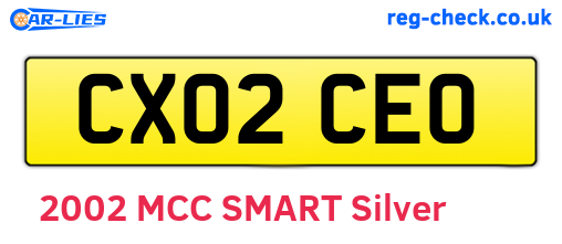 CX02CEO are the vehicle registration plates.