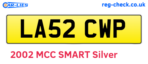 LA52CWP are the vehicle registration plates.