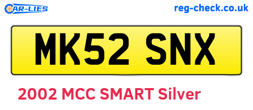 MK52SNX are the vehicle registration plates.