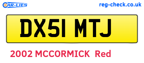 DX51MTJ are the vehicle registration plates.