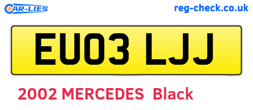 EU03LJJ are the vehicle registration plates.