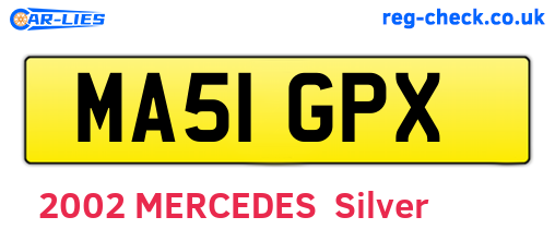 MA51GPX are the vehicle registration plates.