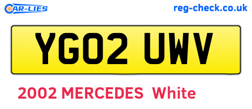 YG02UWV are the vehicle registration plates.