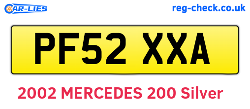 PF52XXA are the vehicle registration plates.