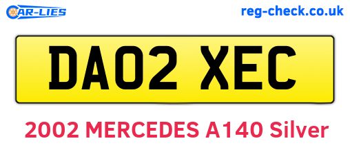 DA02XEC are the vehicle registration plates.