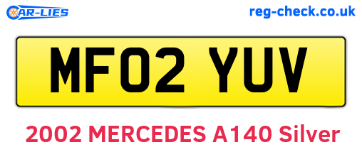 MF02YUV are the vehicle registration plates.