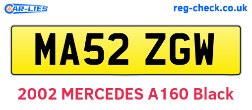 MA52ZGW are the vehicle registration plates.