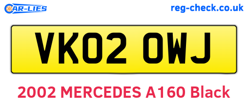VK02OWJ are the vehicle registration plates.