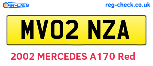 MV02NZA are the vehicle registration plates.