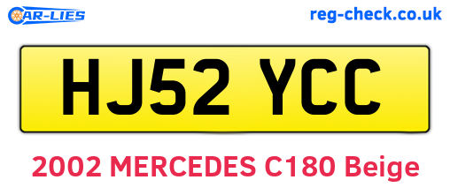 HJ52YCC are the vehicle registration plates.