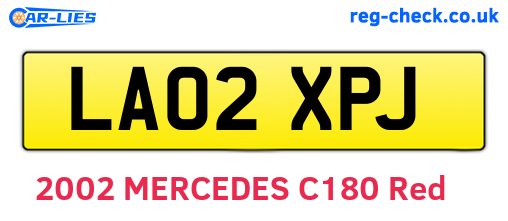 LA02XPJ are the vehicle registration plates.
