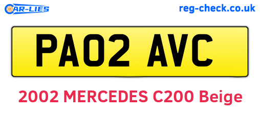 PA02AVC are the vehicle registration plates.