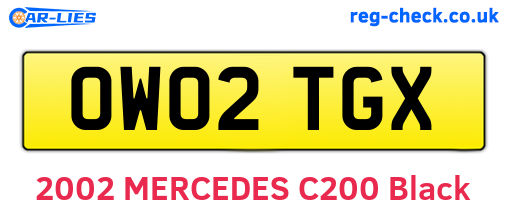 OW02TGX are the vehicle registration plates.