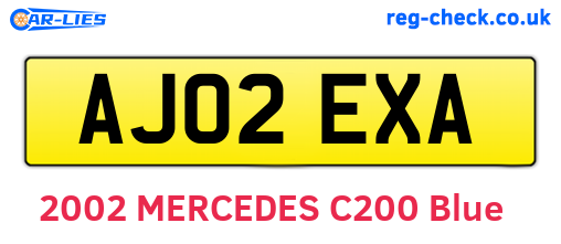 AJ02EXA are the vehicle registration plates.