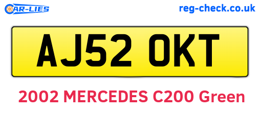 AJ52OKT are the vehicle registration plates.