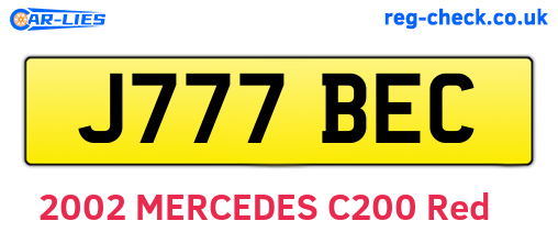 J777BEC are the vehicle registration plates.