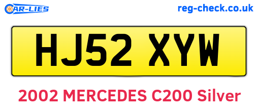 HJ52XYW are the vehicle registration plates.