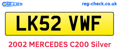LK52VWF are the vehicle registration plates.