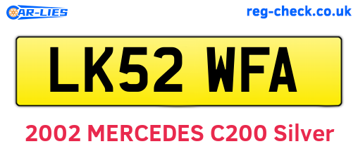 LK52WFA are the vehicle registration plates.