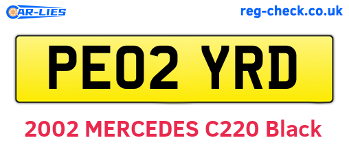 PE02YRD are the vehicle registration plates.