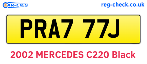 PRA777J are the vehicle registration plates.