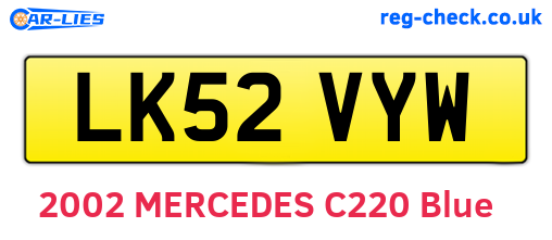 LK52VYW are the vehicle registration plates.