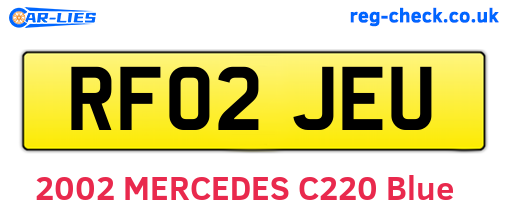 RF02JEU are the vehicle registration plates.