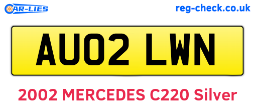 AU02LWN are the vehicle registration plates.