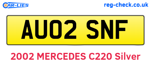 AU02SNF are the vehicle registration plates.