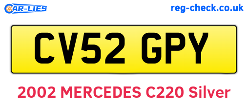 CV52GPY are the vehicle registration plates.