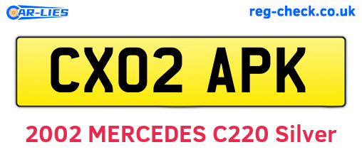 CX02APK are the vehicle registration plates.