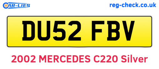 DU52FBV are the vehicle registration plates.