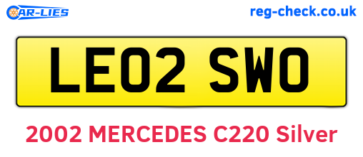 LE02SWO are the vehicle registration plates.