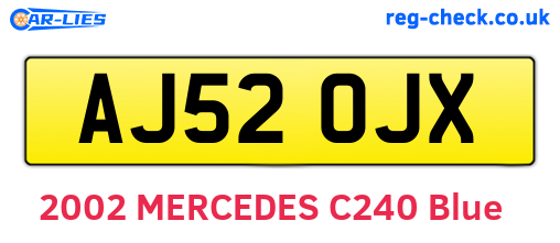 AJ52OJX are the vehicle registration plates.