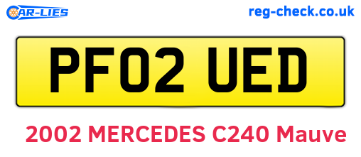 PF02UED are the vehicle registration plates.