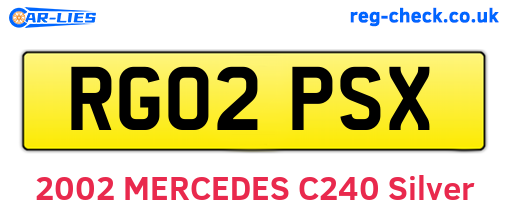 RG02PSX are the vehicle registration plates.
