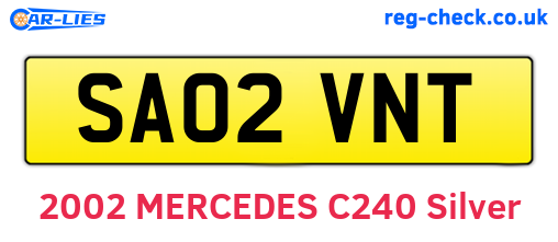 SA02VNT are the vehicle registration plates.