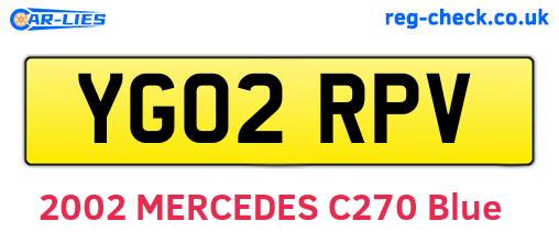 YG02RPV are the vehicle registration plates.