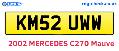 KM52UWW are the vehicle registration plates.