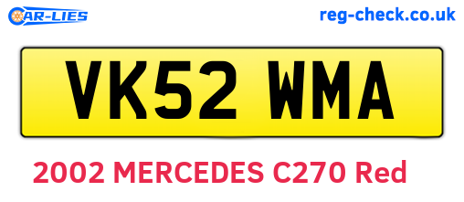 VK52WMA are the vehicle registration plates.