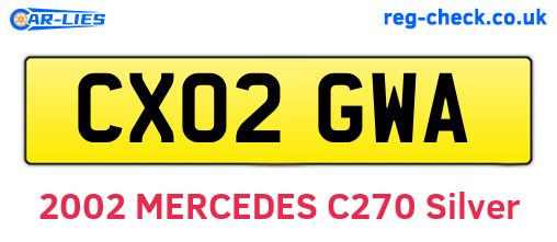 CX02GWA are the vehicle registration plates.