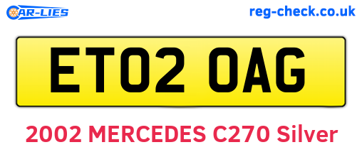 ET02OAG are the vehicle registration plates.