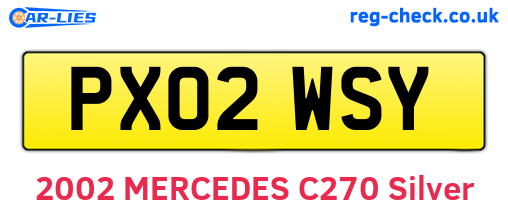 PX02WSY are the vehicle registration plates.