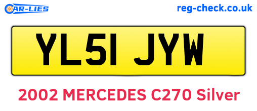 YL51JYW are the vehicle registration plates.