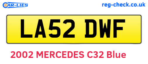 LA52DWF are the vehicle registration plates.