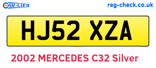 HJ52XZA are the vehicle registration plates.